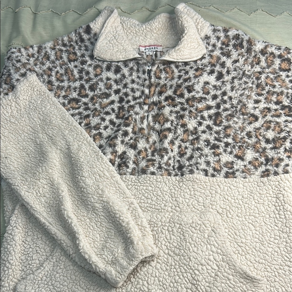 ANDREE BY UNIT Cream and Brown Sherpa Jacket